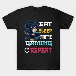 Eat Sleep Anime Gaming Repeat Kawaii Otaku Anime Manga T-Shirt